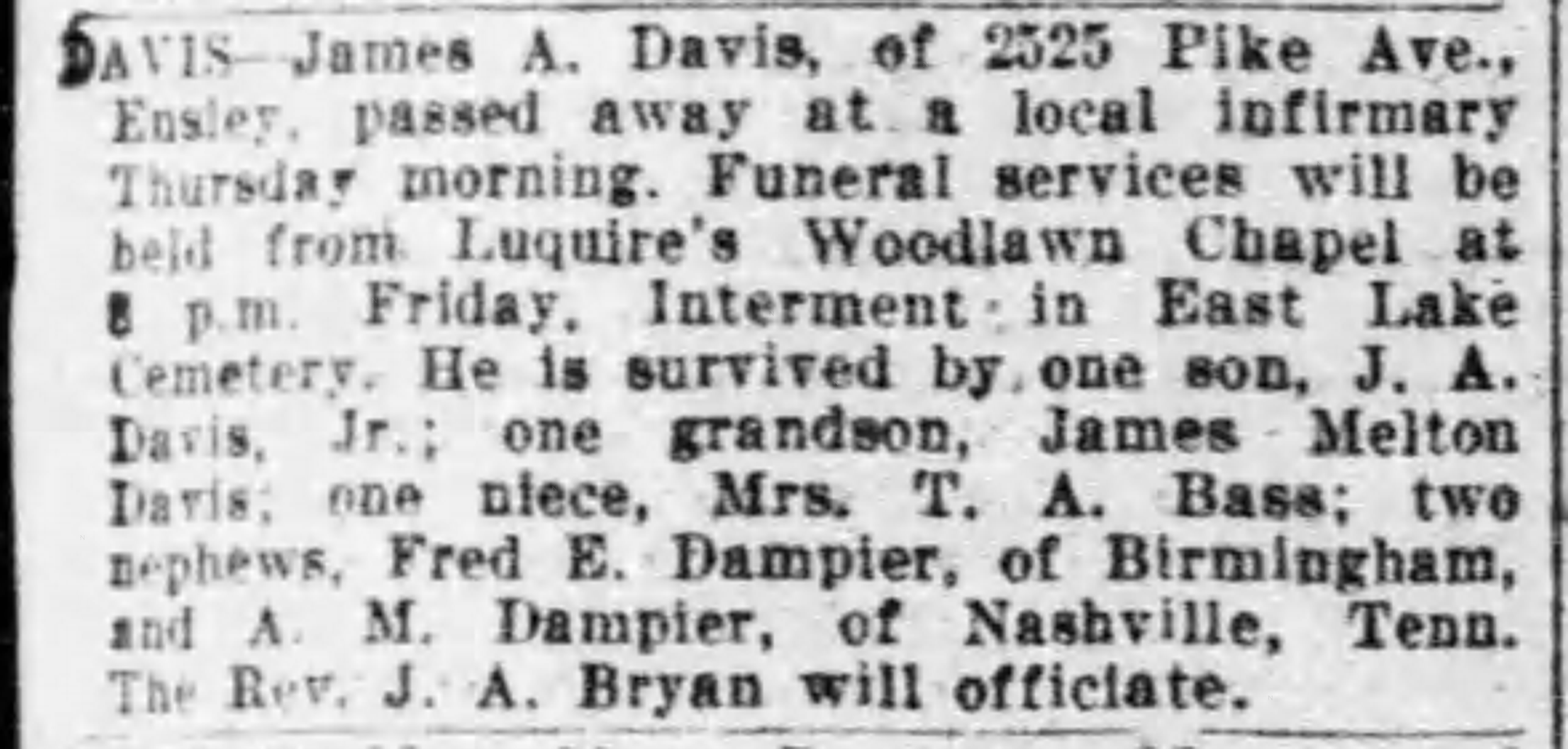 James A. Davis obituary